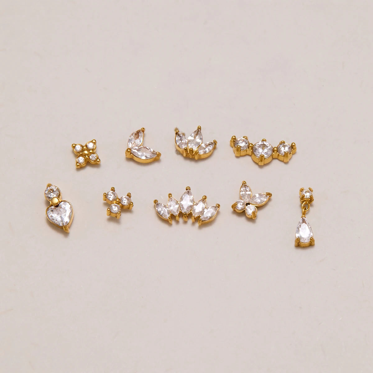 KIKA Classic Geometric Zircon Stud Earrings For Women 18K Gold PVD Plated Stainless Steel Sleeping Earrings Fashion Jewelry