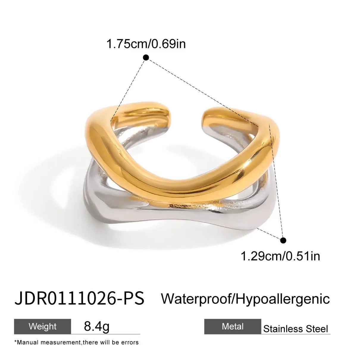 Minimalist Two tone Hollow Asymmetric Ring