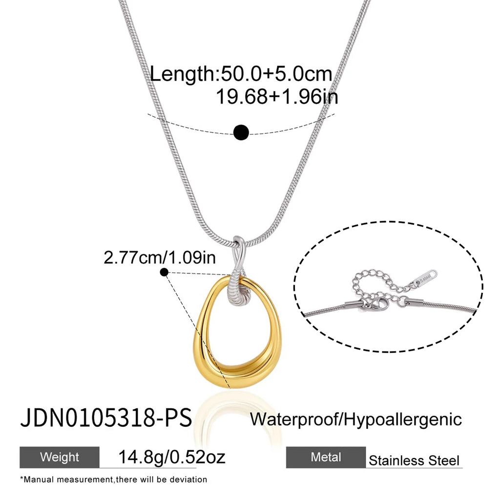 Kika Hollow Water Drop Pendant Necklace Minimalist 18K Gold PVD Plated Stainless Steel 316L