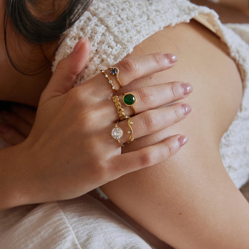 KIKA Delicate Geometric Zircon Open Rings For Women Minimalist 18K Gold PVD Plated Stainless Steel Rings Fashion Jewelry Gift