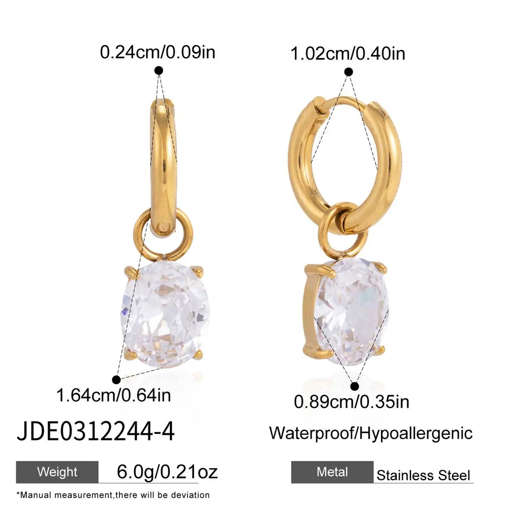 Shiny Cubic Zirconia Drop Earrings