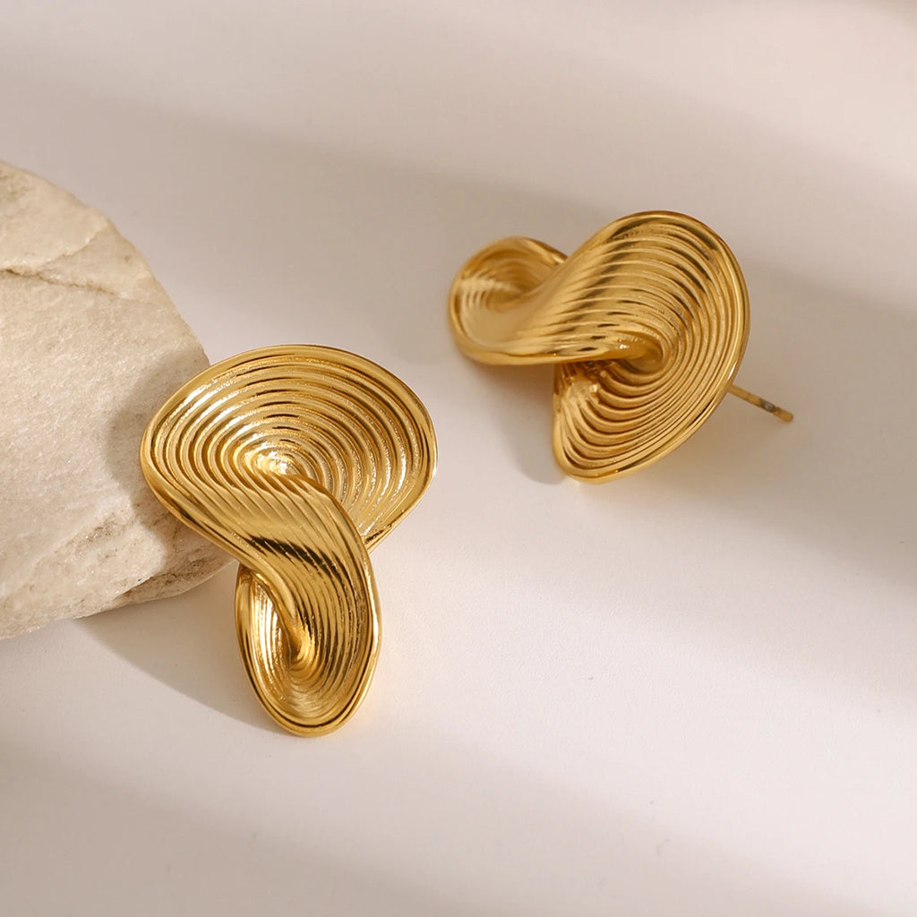 Twisted Ribbed Earrings Dainty