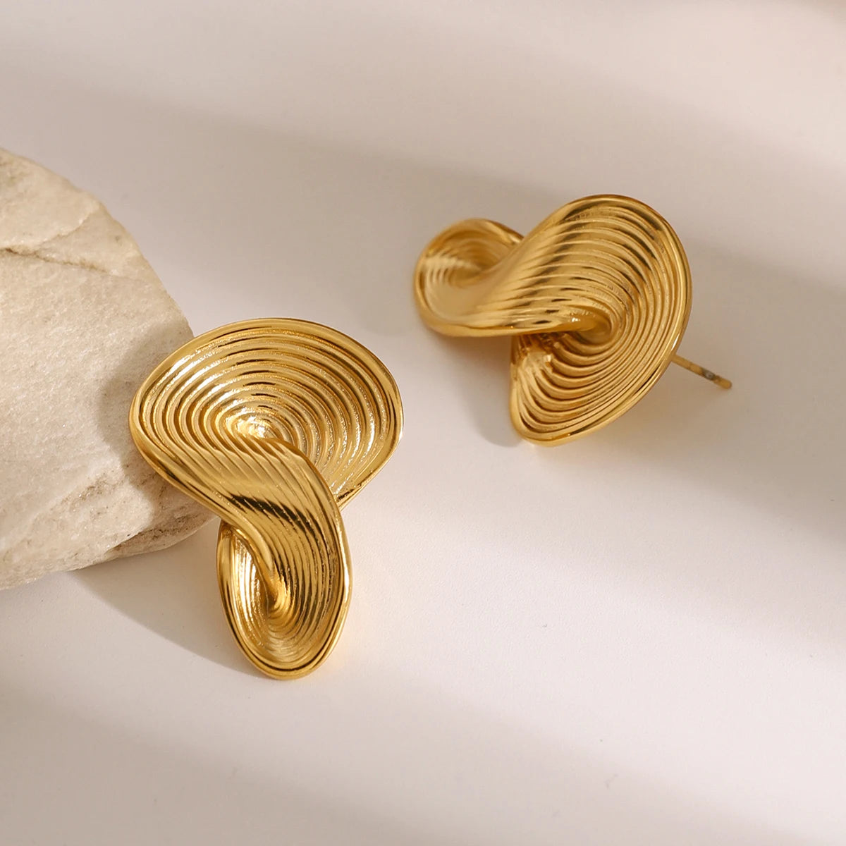 Twisted Ribbed Earrings Dainty