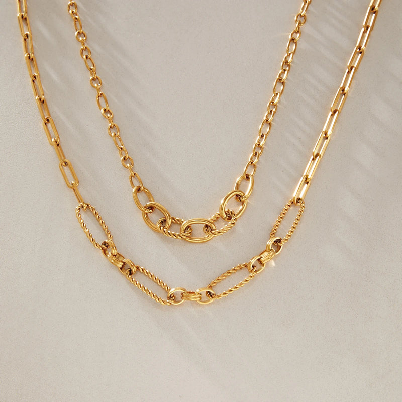KIKA Classic Chain Necklace For Women Men Minimalist 18K Gold PVD Plated Stainless Steel Necklace Simple Fashion Jewelry Gift