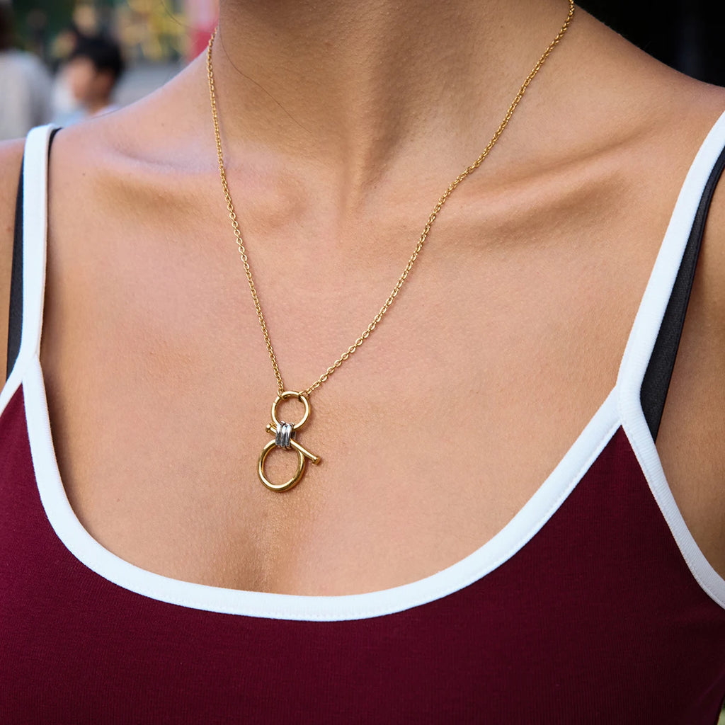 Kika Personality Equestrian Design Smooth Hollow Pendant Necklace