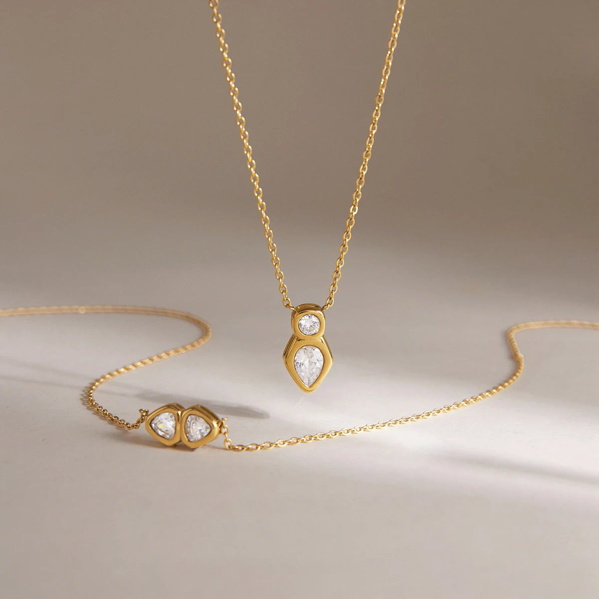 KIKA Geometric Zircon Pendant Necklace  PVD Plated Stainless Steel Necklace 316L