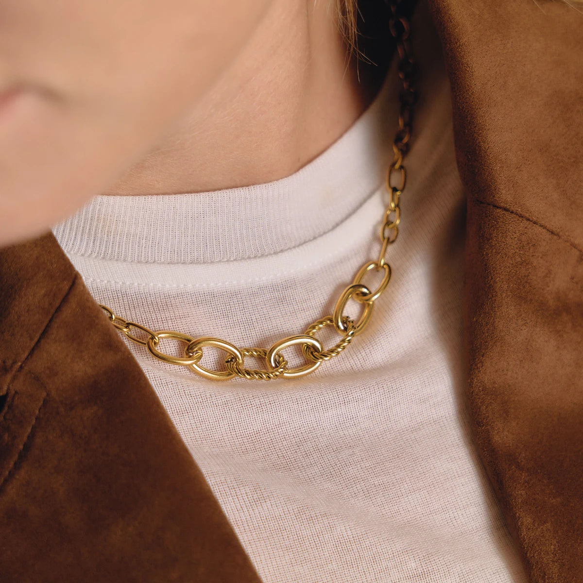 KIKA Classic Chain Necklace For Women Men Minimalist 18K Gold PVD Plated Stainless Steel Necklace Simple Fashion Jewelry Gift