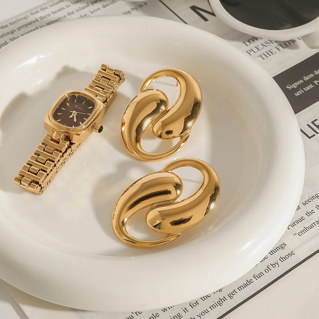 Minimalist Smooth Water Drop Shaped Hollow Earrings
