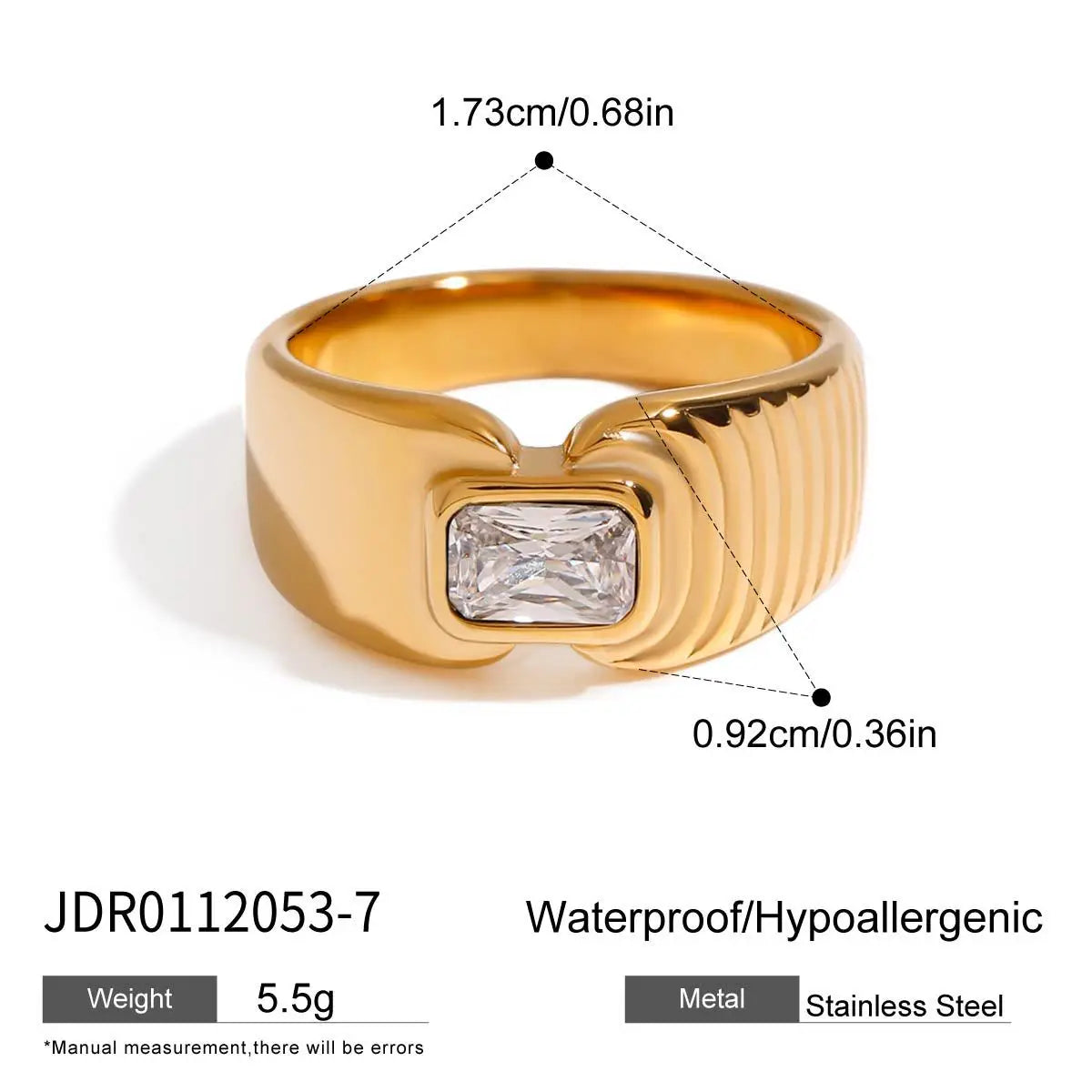 Kika Delicate Geometric Zircon Rings Gold PVD Plated Stainless Steel 316L