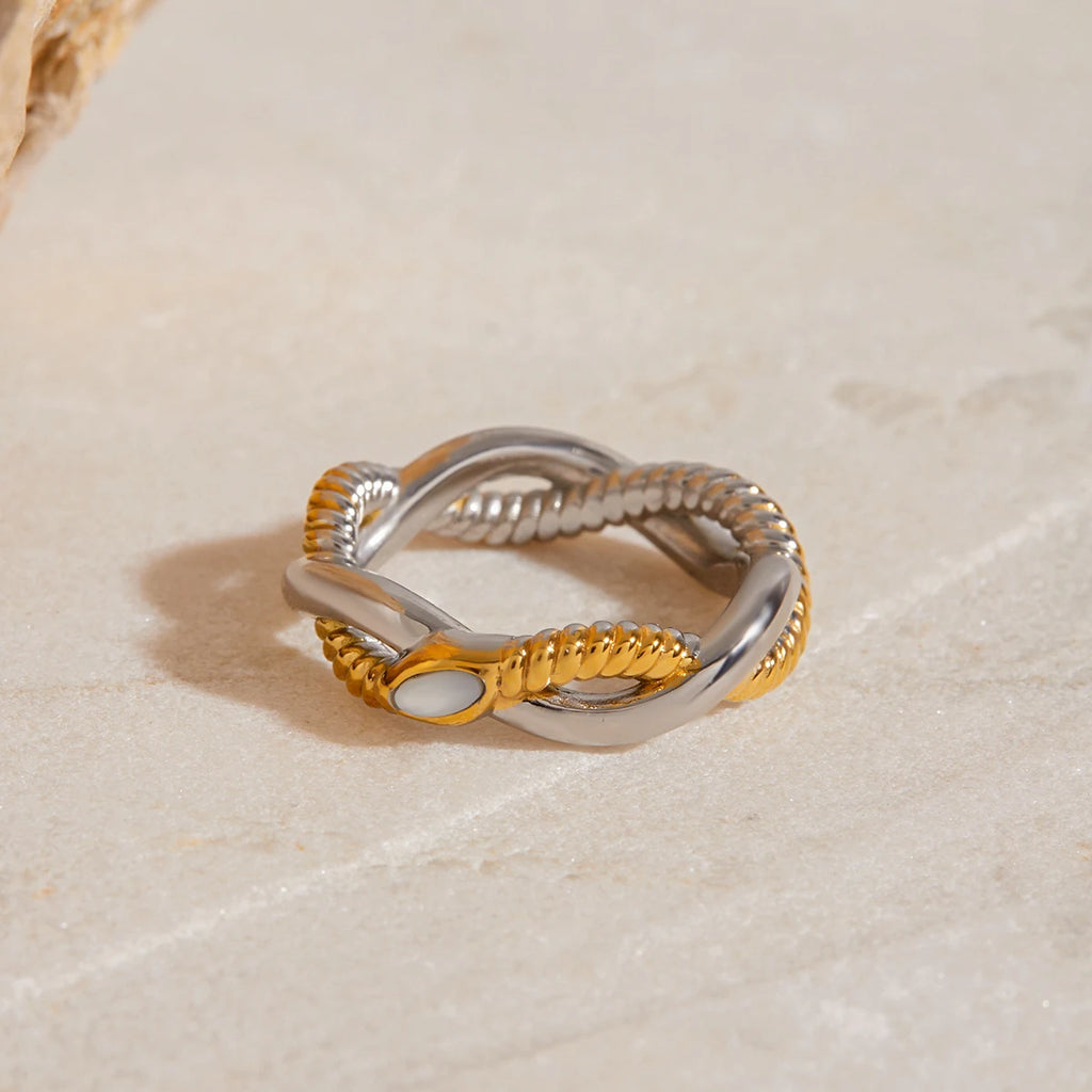 KIKA Minimalist Two Tone Serpentine Ring Stainless Steel 316Le