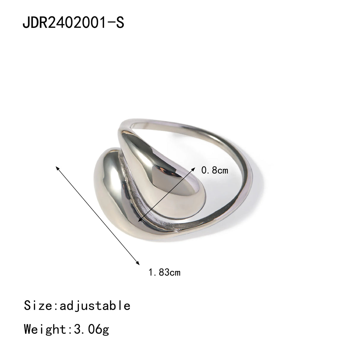 Kika Stainless Steel Metal Overlap Ring