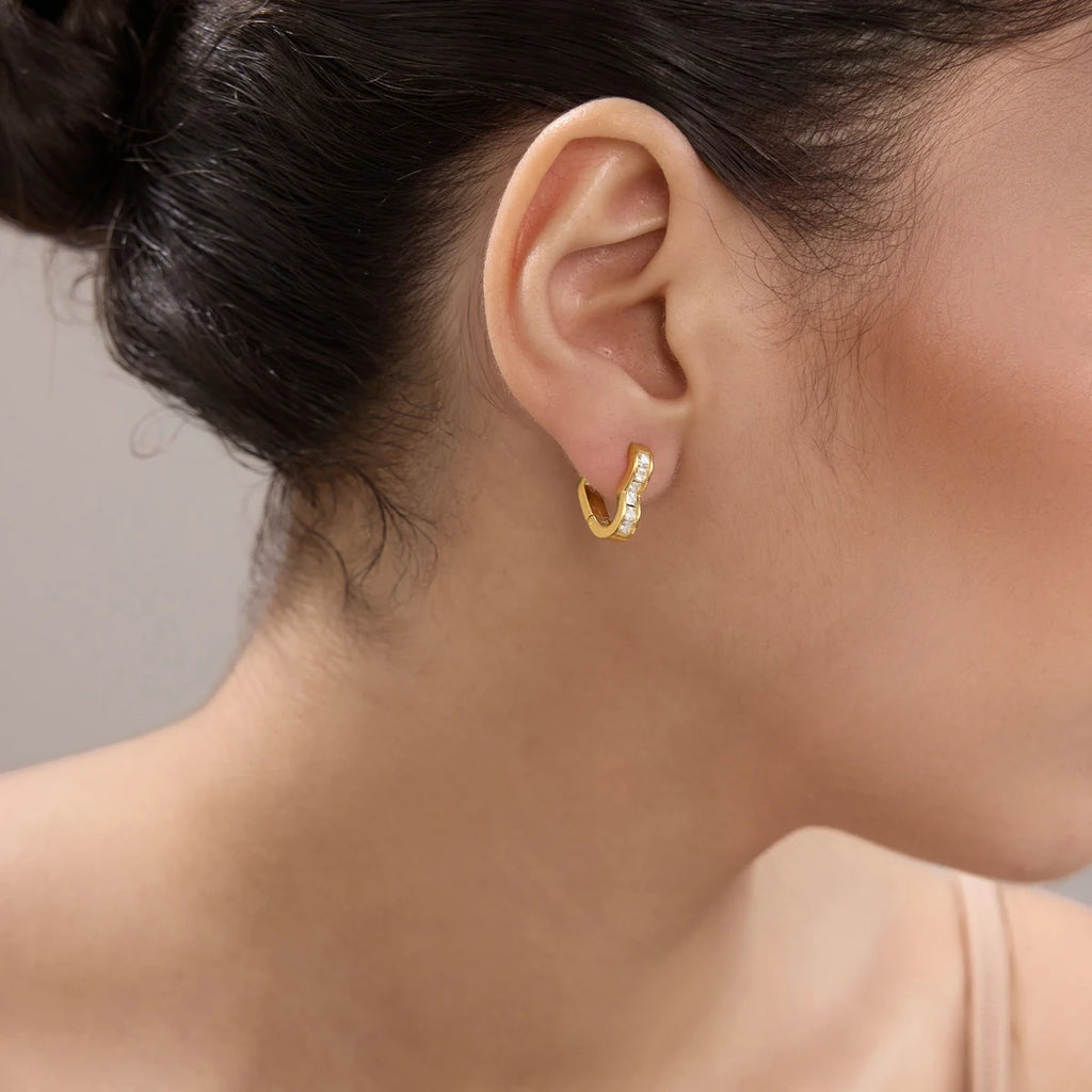KIKA Square Zircon Geometric Clip Earrings For Women Classic 18K Gold PVD Plated Stainless Steel Earrings Fashion Jewelry Gift