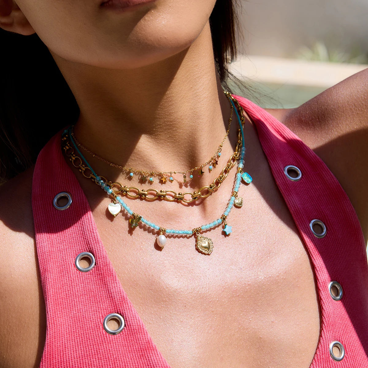 Kika Ocean Vacation StyleHeart shaped Butterfly  Necklace