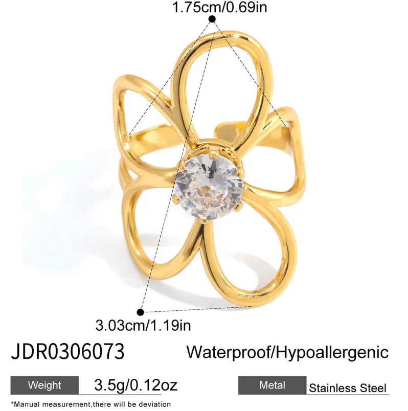 Kika Geometric White Marquise Zircon Open Ring