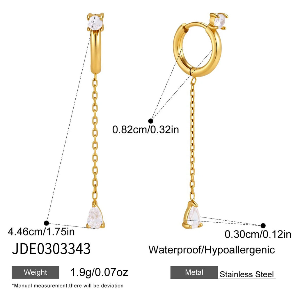 KIKA Classic Water Drop Zircon EarringsPVD Gold Plated Stainless Steel 316L