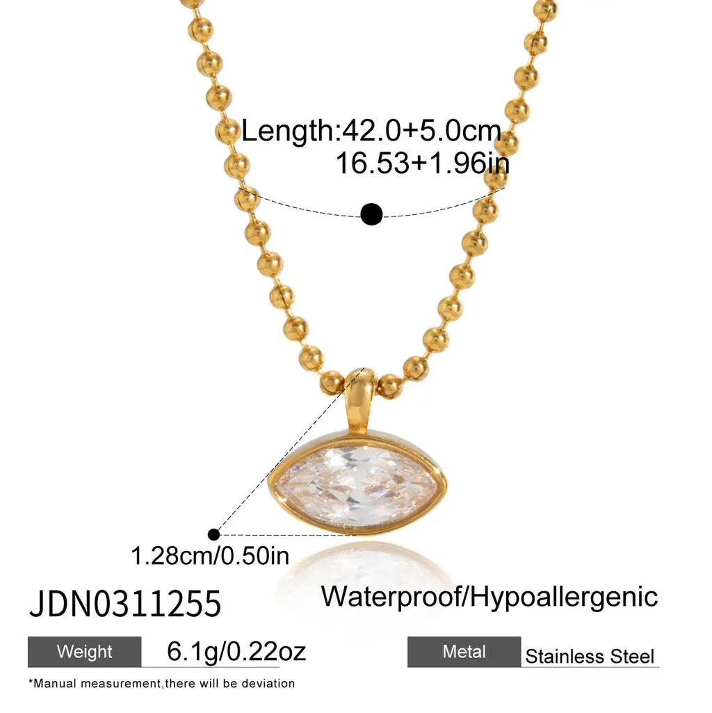 Classic Geometric waterdrop shape White Zircon Necklace