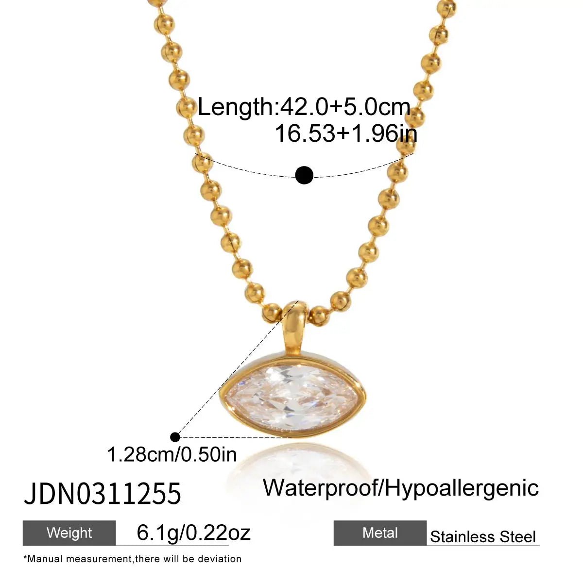 Classic Geometric waterdrop shape White Zircon Necklace