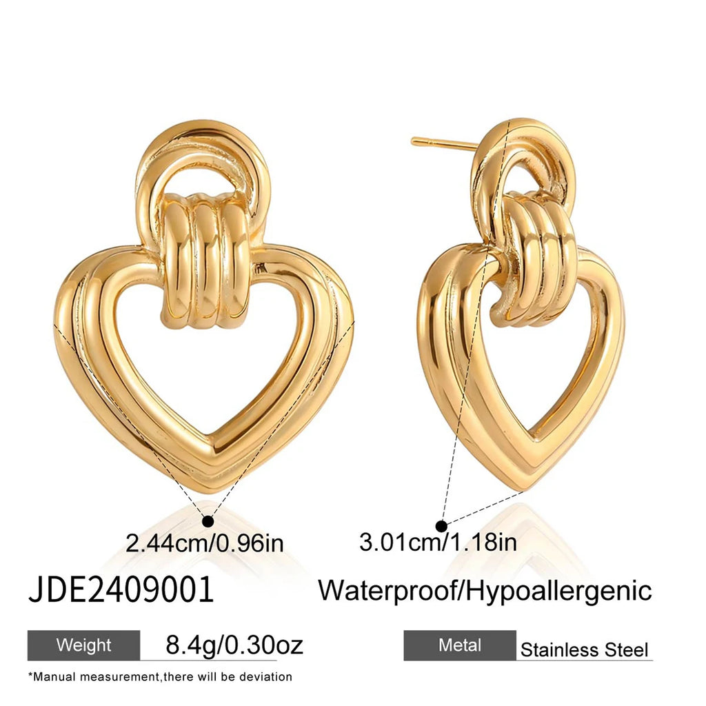 Kika Classic Blocked Heart Shaped Ribbed Color Blocked Earrings