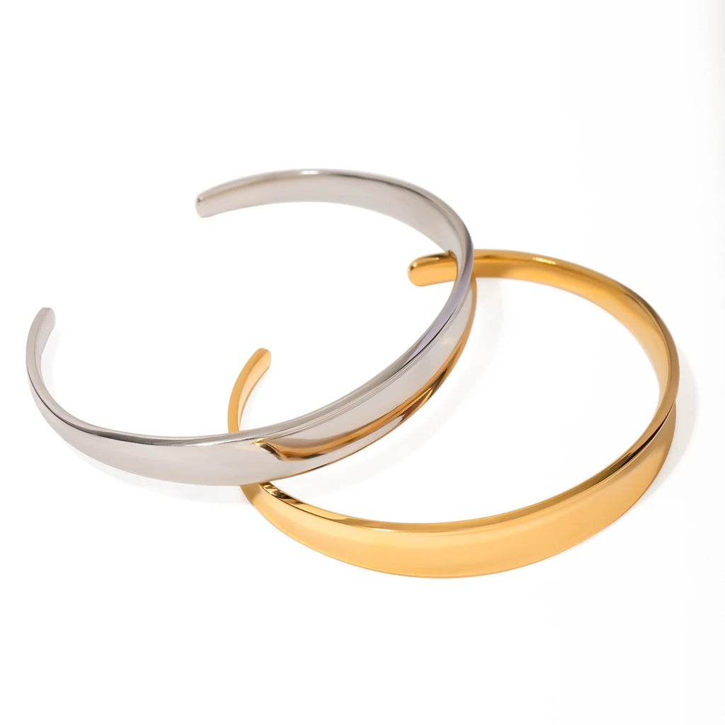 Kika Minimalist Gold Color Tarnish Free Fashion Stainless Steel Bangle Bracelet