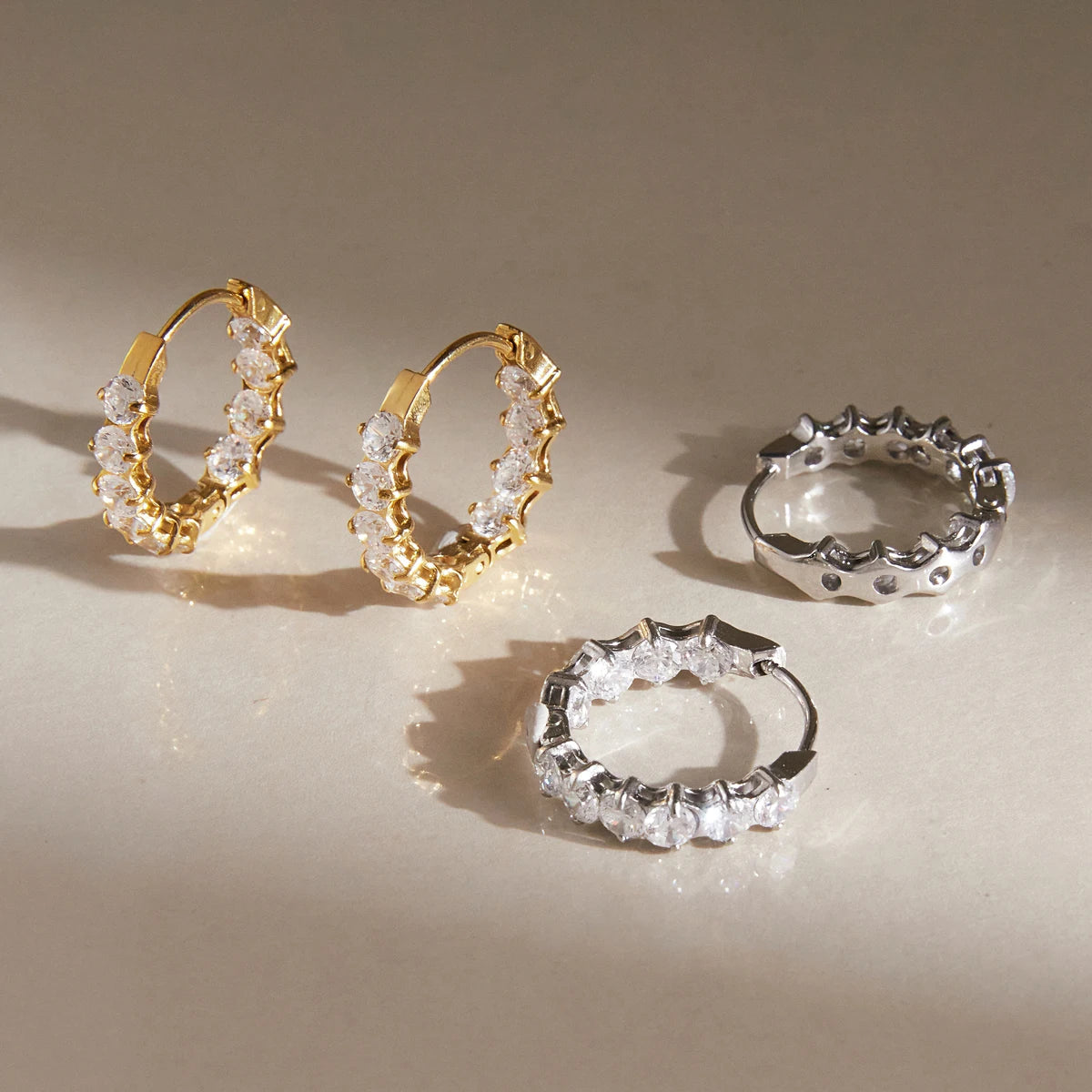 KIKA Classic Iced Out Zircon Clip Earrings n Minimalist 18K Gold PVD Plated Stainless Steel 316L