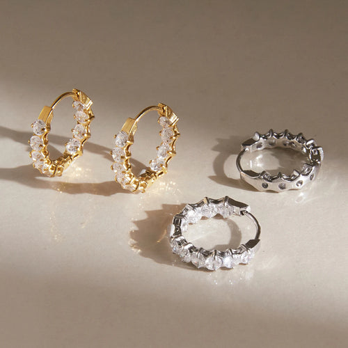 KIKA Classic Iced Out Zircon Clip Earrings n Minimalist 18K Gold PVD Plated Stainless Steel 316L