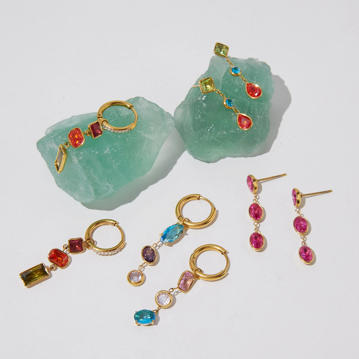 Kika Elegant Multicolor Geometric Zircon Drop Earrings