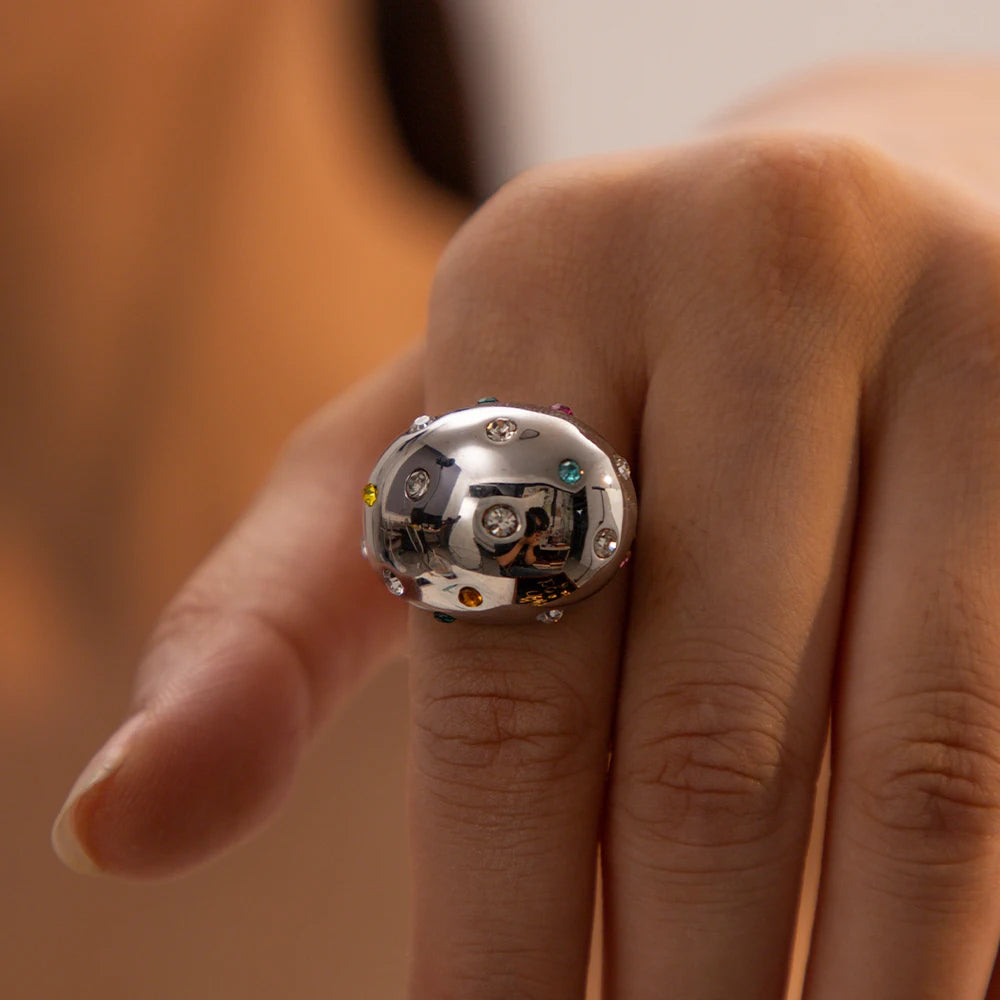 Kika Stainless Steel Half Empty Chunky Exclusive Ring 18K PVD Plated Waterproof Texture Personalized Statement Jewelry Women