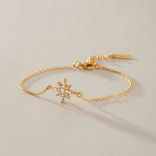 KIKA Classic Crystal Zircon Star Bracelet  18K Gold PVD Plated Stainless Steel 316L