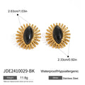 Black Stone Earrings Statement Golden Metal