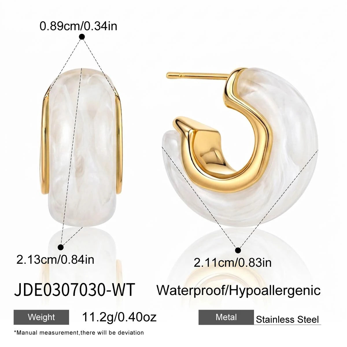 Kika Summer Blue Pink Colorful Resin Irregular C-ring Earrings