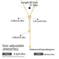 KIKA Geometric Zircon Pendant Necklace  Adjustable 80cm Long Chain 18K Gold PVD Plated Stainless Steel 316L