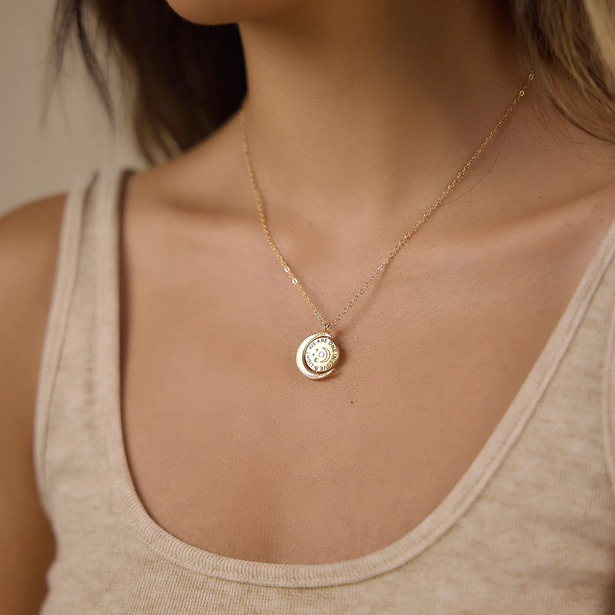Kika Rotatable Moon Sun Pendant Necklace
