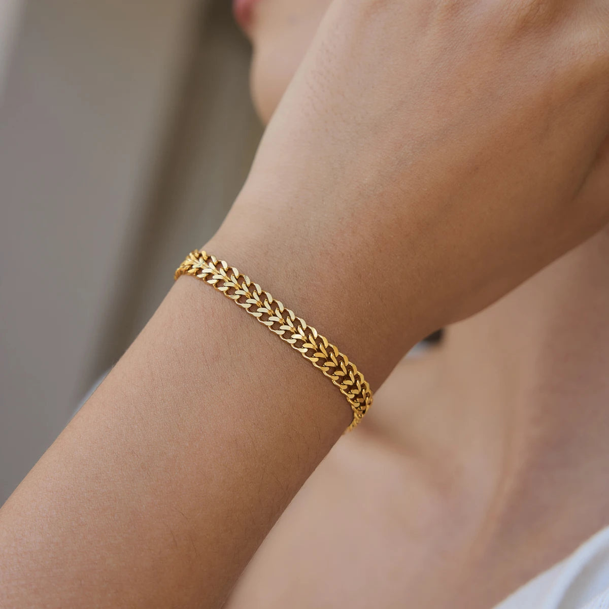 KIKA Classic Chain Bracelet For Women Minimalist 18K Gold PVD Plated Stainless Steel Bracelet Simple Fashion Jewelry Gift