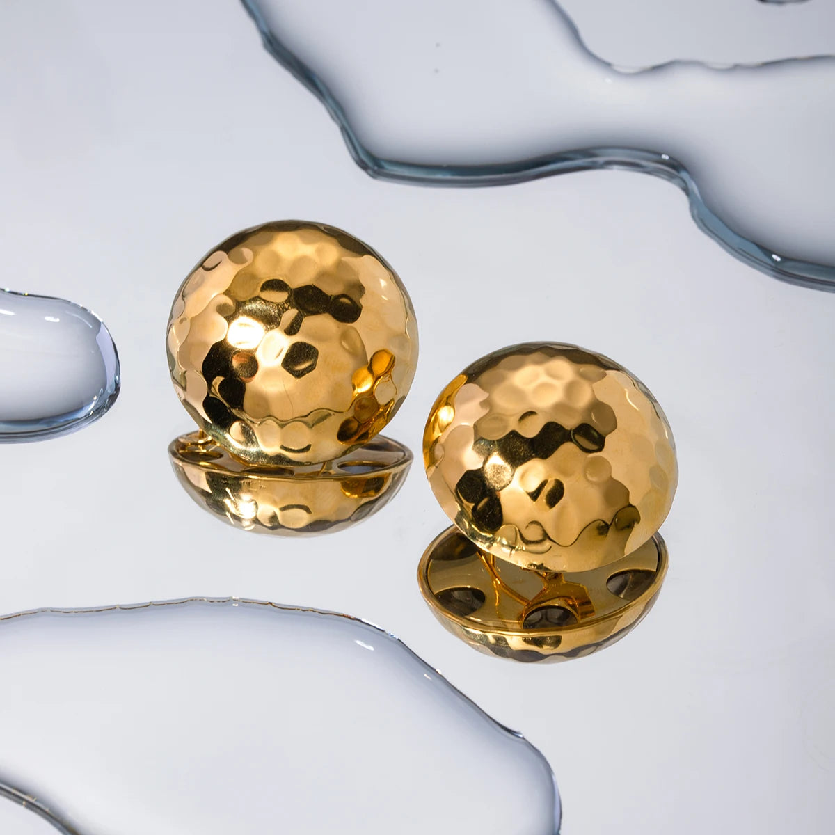 Hammered Hemispherical Earrings and Ear Clips