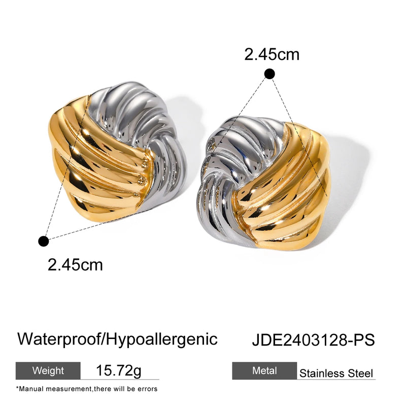 KIKA Creative Stainless Steel 316L Mixed Metal Vintage Stud Earrings