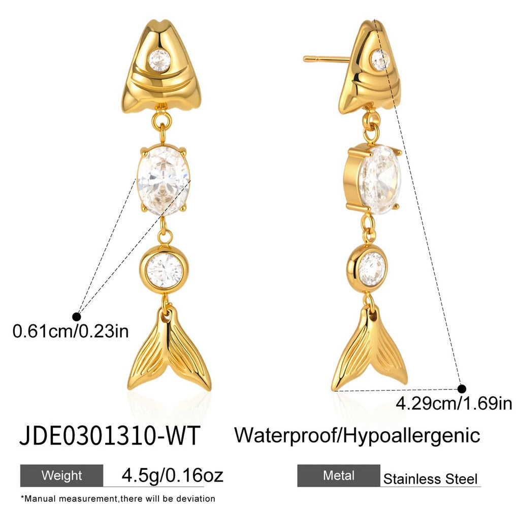Kika Delicate White Zircon Fish Bone Pendant Necklace