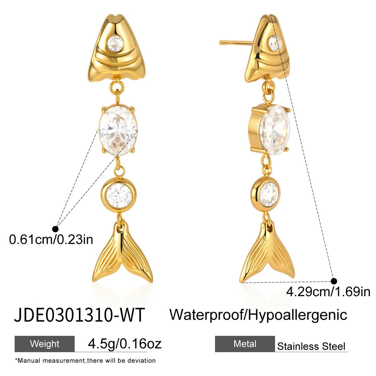 Kika Delicate White Zircon Fish Bone Pendant Necklace