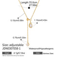 KIKA Geometric Zircon Pendant Necklace For Women Adjustable 70cm Long Chain 18K Gold PVD Plated Stainless Steel 316L