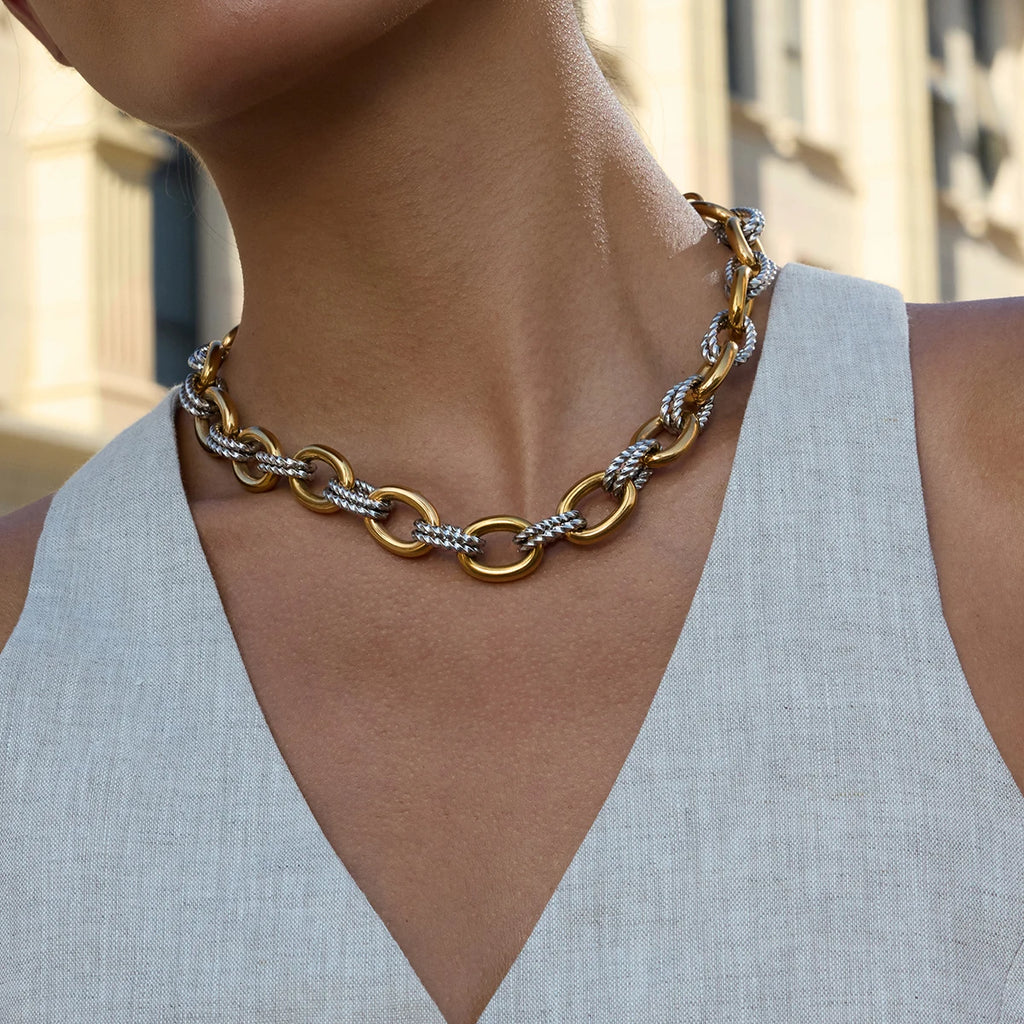 KIKA Classic Chunky Thick Chain Necklace For Women Men Minimalist 18K Gold PVD Plated Stainless Steel Necklace Fashion Jewelry