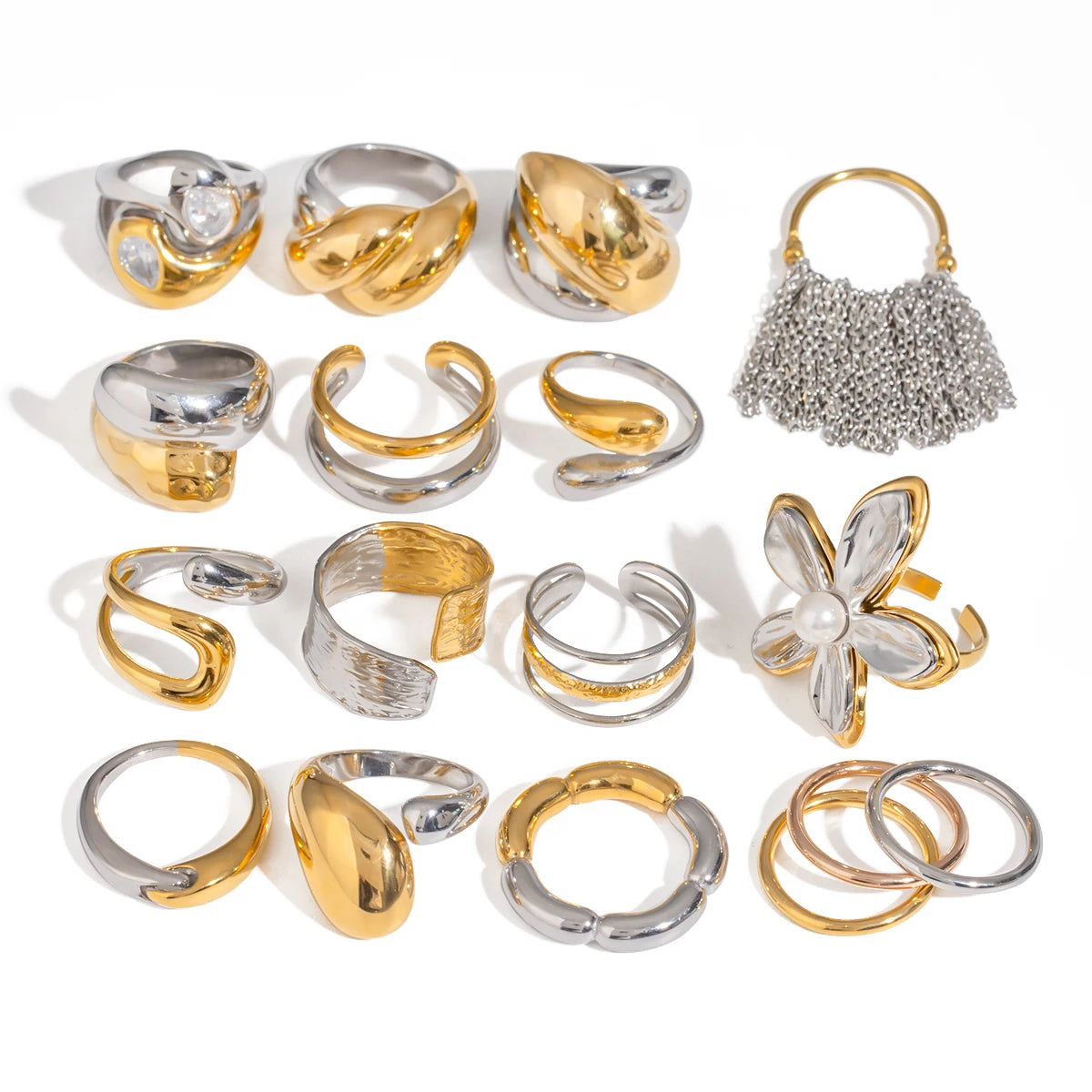 kika Mixed Metal Ring For Women Gold Color And Silver Color Two Tone Ring