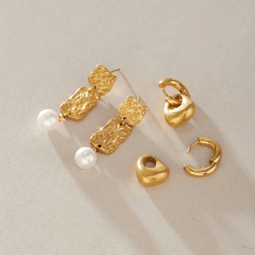 Kika Classic Geometric Drop Earrings 18K Gold PVD Plated Stainless Steel 316L