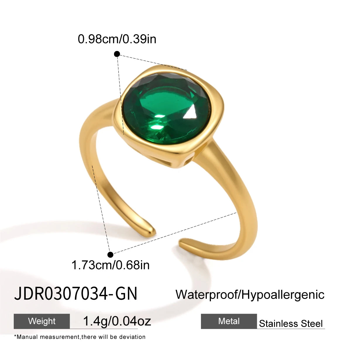 KIKA Delicate Geometric Zircon Open Rings For Women Minimalist 18K Gold PVD Plated Stainless Steel Rings Fashion Jewelry Gift