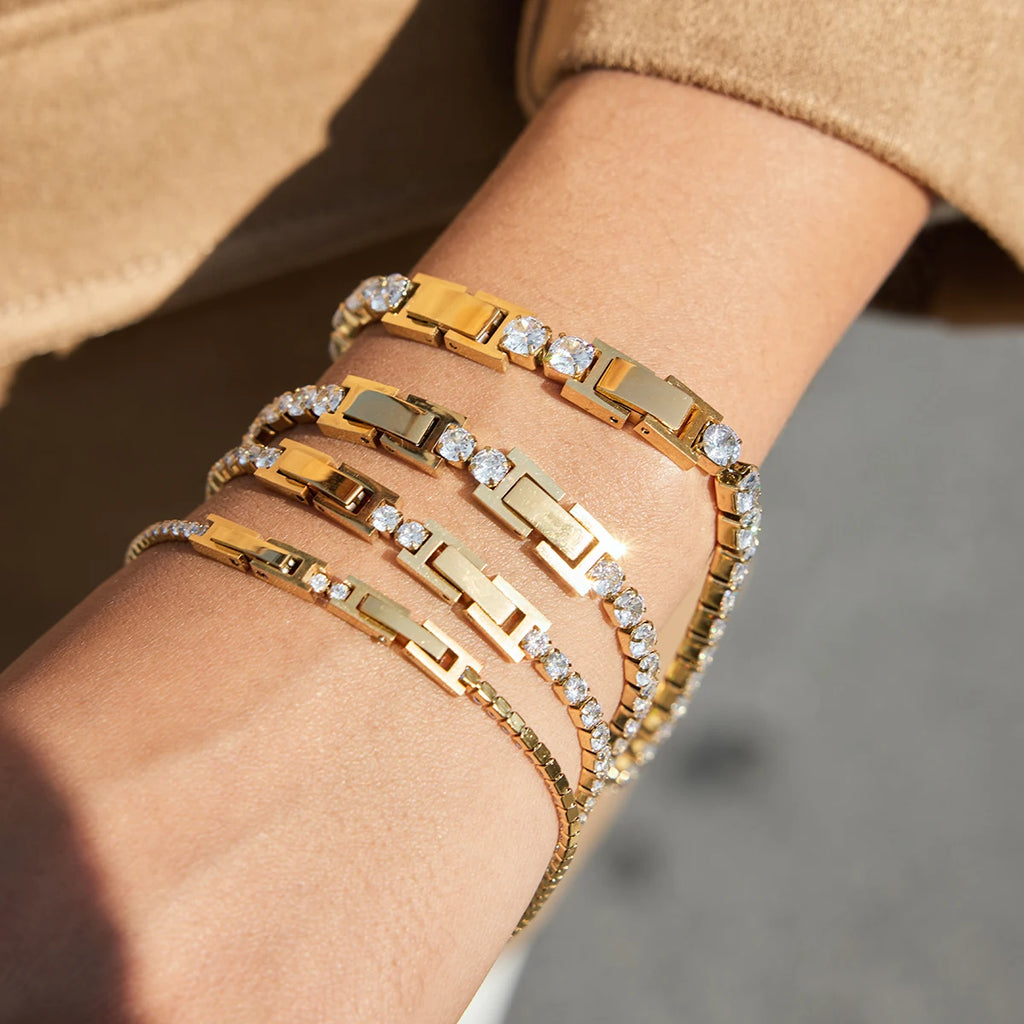 Classic White Round Zircon Tennis Ball Chain Bracelet