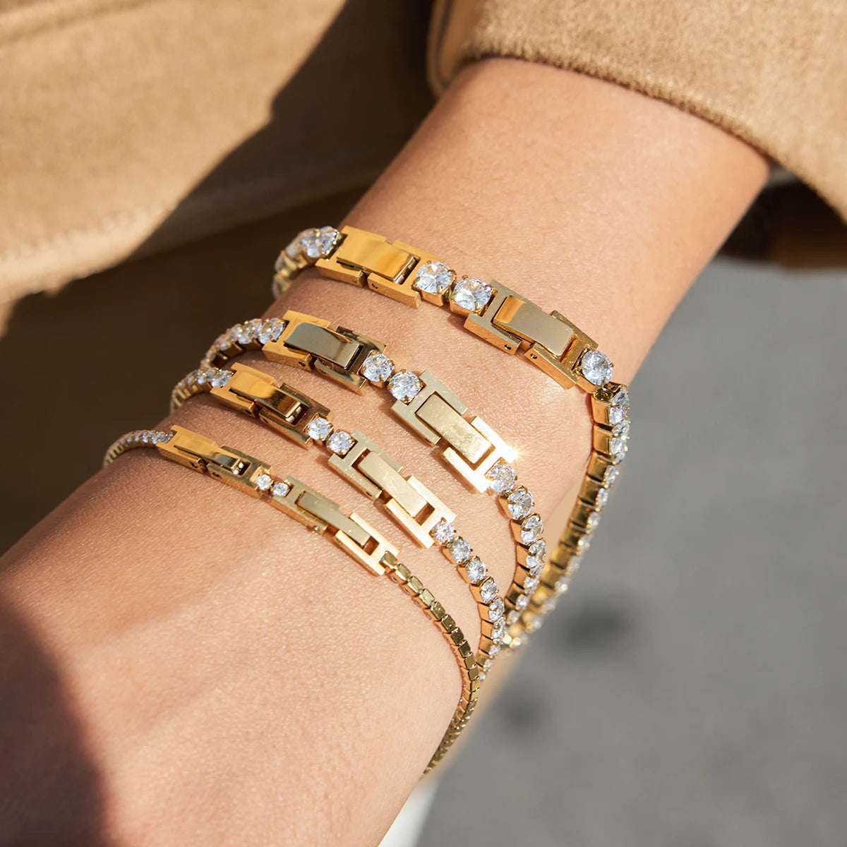 Classic White Round Zircon Tennis Ball Chain Bracelet