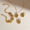 Kika Vintage Geometric Coin Necklace Earrings Bracelet Jewelry Set Gold PVD Plated Stainless Steel Jewelry Set