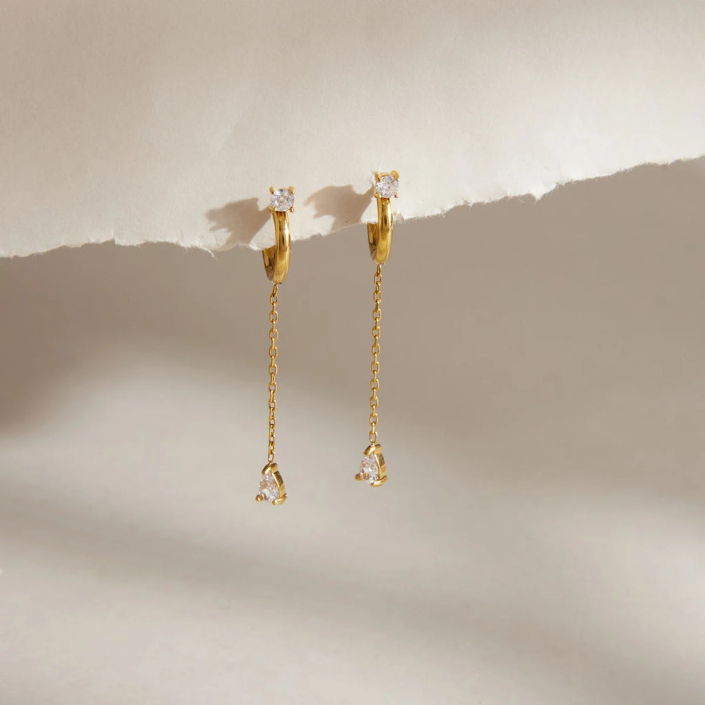KIKA Classic Water Drop Zircon EarringsPVD Gold Plated Stainless Steel 316L