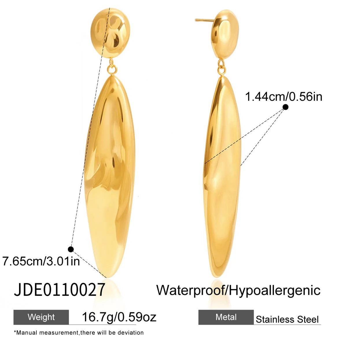 Hammer Shaped Droplet Irregular Geometric Earring