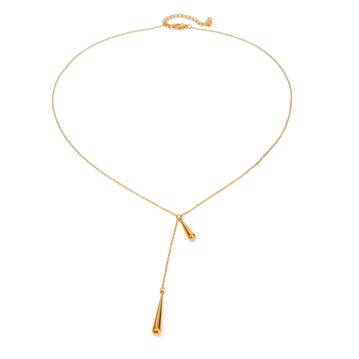 Water Droplet Pendant With Adjustable Y-Shaped Chain Tassel Necklace
