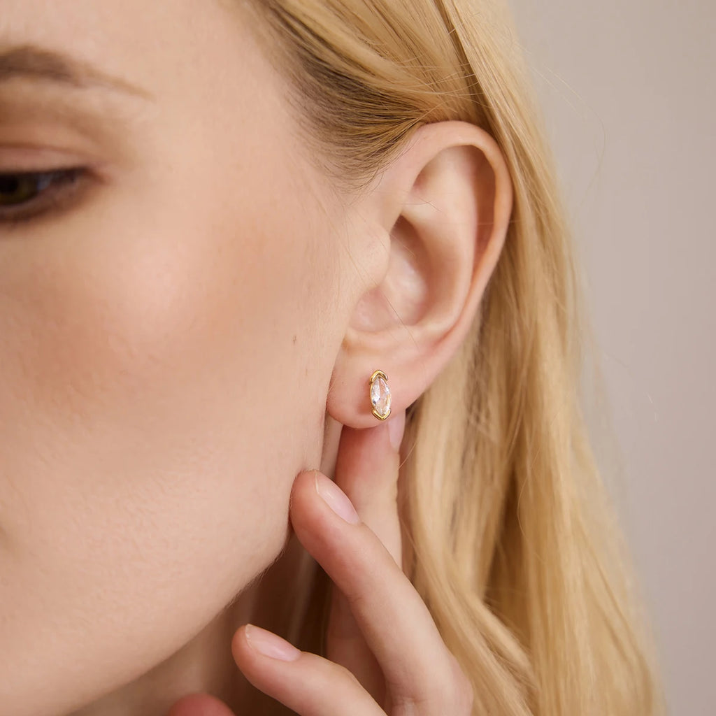 KIKA Delicate Geometric Zircon Stud Earrings For Women Minimalist 18K Gold PVD Plated Stainless Steel Earrings Fashion Jewelry
