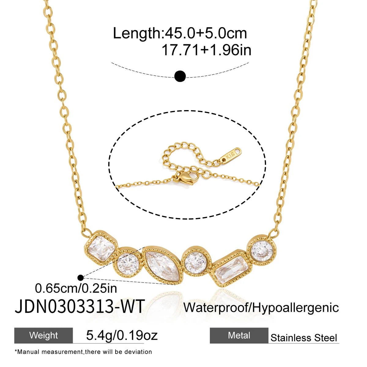 Kika Geometric Zircon Smile Shape Pendant Necklace
